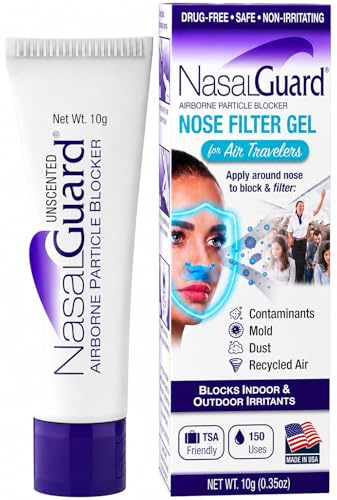 NasalGuard Nasal Filter Gel for Air Travel, Cabin Dust Block, Unscented 10g