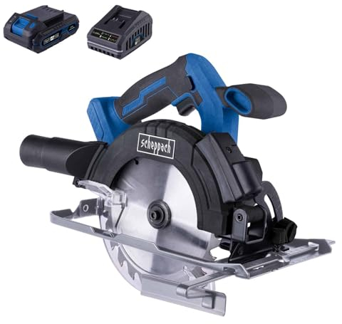 Scheppach Akku-Handkreissäge C-HCS165-X 20V Kreissäge | SägeblattØ 165mm | Schnitthöhe 90°/45° - 53/39mm | Schwenkbereich 45° | 20V-IXES-Serie | mit LED-Leuchte & Laser | mit 2Ah Akku & Ladegerät