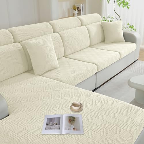Ystyle Sofa Sitzkissenbezug Stretch, Universal Sofakissen Bezug, Kissenbezüge rutschfest, Sofa Überzug, Sofasitzbezug Schonbezug Ersatz für Einzelne Kissen (3 Sitzer, Beige)