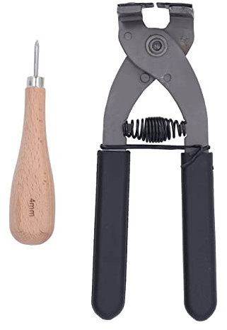 TANIQIACa Pinza Silenziosa in Pelle Punteruolo Diamantato Manico Nero 4mm 4 Denti Punteruolo in Pelle in Acciaio al Carbonio Ad Alta Durezza Per Lavorazione della Pelle