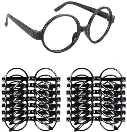 Col-Pary 16pcs Zauberer-Brille mit rundem Rahmen ohne Linsen für Halloween Maskerade Cosplay Geburtstagsfeiern Magier Mottopartys