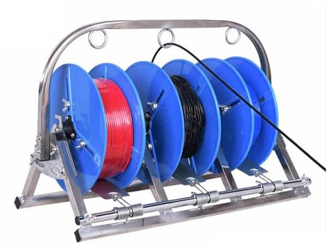 YCOVSFP Spool Holder 4 Roll Cable Cart - Heavy Duty Stand Filament Storage Rack Cable Reel Dispenser Wire Reel Holder For Electrical Industry Retail(Blue)