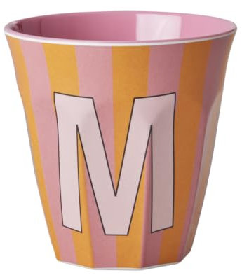 Rice Melmain Gobelet moyen pour garçon – Lettre M – Gobelet pour enfant – Gobelets de camping Vaisselle de camping Tasse en mélamine incassable sans BPA 250 ml