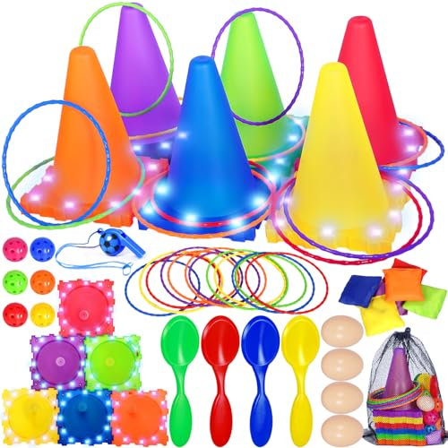 Vautvis kastspel för barn utomhus, Upplysta kastspel, Trädgårdsspel, Utomhusspel för 2 3 4 5 6 7 8 9 10, Ringar kasta spel, Utomhusleksaker för barn 2-10 år