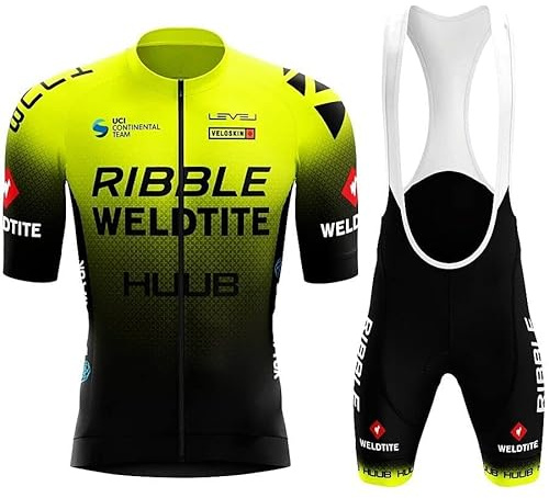 assocauicy associacy Herren Radtrikot-Set Kurzarm mit 4D Gel-Polsterung, Radsport-Komfortset atmungsaktiv