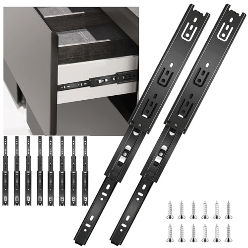 Schubladenschienen 4 Paar (8 Stück) - 45 kg Tragfähigkeit, Vollauszug, seitliche Montage für Küchenschränke, Kleiderschränke, Büromöbel (400 mm - 16 Zoll)