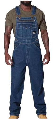 Générique 2025 Combinaison Denim Homme Salopette de Travail Multi-Poches Jeans Technologie Salopette Pantalon Baggy Réglable Décontractée Coupe Lâche Barboteuses Streetwear en Plein Air Grande Taille