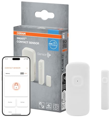 OSRAM SMART+ sensor para la detección de puertas y ventanas abiertas, con tecnología WiFi, no regulable, IP20, blanco, plástico