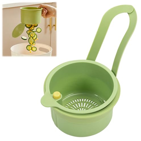 Sieb für SpüLbecken, Spülbecken Sieb Mit Druckknopf Zum AufhäNgen, Ohne Sich Die HäNde Schmutzig Zu Machen, Abnehmbares Silikon Spülbeckensieb, Zum Waschen/Organisieren In Der KüChe (Grün)