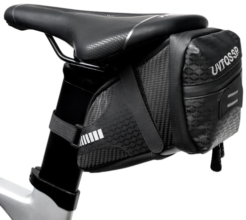 UVTQSSP Ultraleichte Fahrrad Satteltasche, Fahrradsitz Tasche Fahrradtasche mit Klettverschluss Befestigungsriemen ca.1,5L für Rennrad MTB