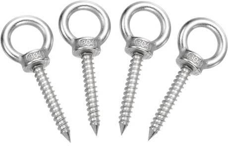 sourcing map Ganchos de ojo M6 x 40 mm, 2.6 x 1.1 x 1.1 pulgadas, pernos de ojo de acero inoxidable 304, ganchos de hamaca para colgar columpios, soporte de hamaca de yoga, paquete de 4