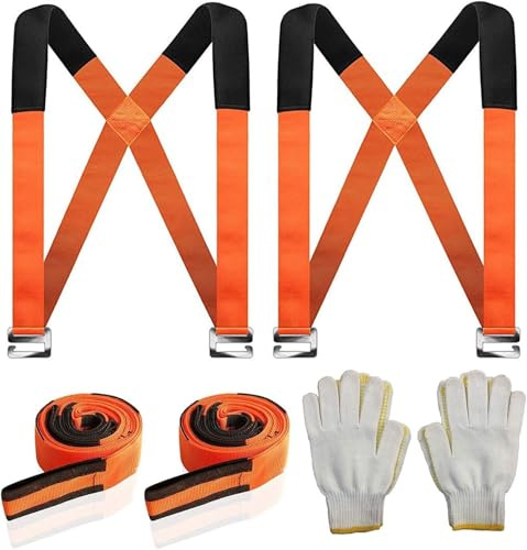 TIHOOK Hebegurte für Umzüge, 2 Stück Movers Moving Straps Tragfähigkeit 150 kg, 2 Personen Schultergurt mit 2 Paar Handschuhen zum Bewegen schwerer Gegenstände, Matratzen, Möbel