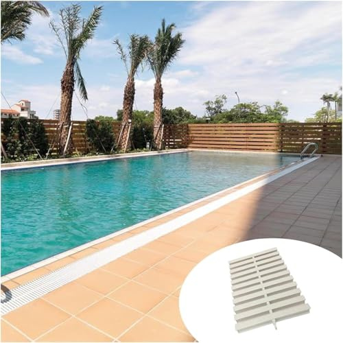 Griglia di scarico per piscina, 6 pezzi, bianco, 20,1 cm, filtro di protezione per grondaia, per giardino, garage, vialetto, soluzione efficace per il drenaggio del troppopieno