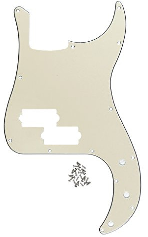 FLEOR 13-Loch Modern Style Standard PB Bass Pickguard ohne Truss Rod Notch für 4-Saiter P Bass Modell, Cream 3ply
