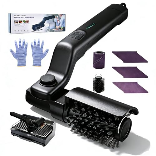 Brosse de nettoyage électrique améliorée pour grille en fonte, brosse de barbecue sans fil en acier inoxydable 304, tête de brosse en acier inoxydable, nettoyage en 3 étapes, autonomie de 90 min