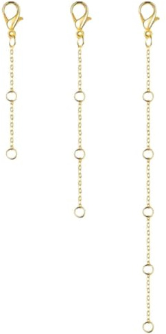 GWEOR 3 Rallonges Collier Or - Rallonge Chaîne or 14 Carats - Collier, Bracelet de Cheville, Bracelet, Rallonge de Chaîne pour Femmes et Hommes, Fabrication de Bijoux