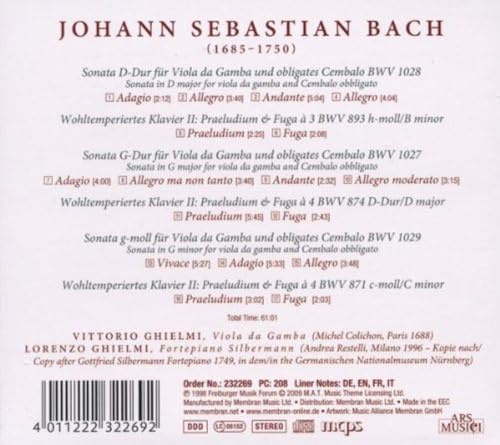 Bach:Sonaten F. Viola Da Gamba