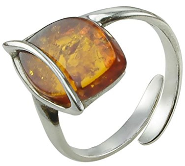 HolidayGiftShops Verstellbarer Ring aus Honig, Bernstein und Sterlingsilber Hanna
