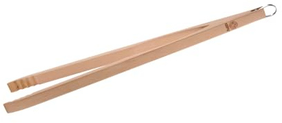 GEFU Grillzange NATURA, 48 cm, aus Buchenholz mit Wellenenden | Extra lange Holzzange für sicheren Abstand zur Glut, mit praktischer Aufhängeöse für Fleisch, Fisch und Gemüse