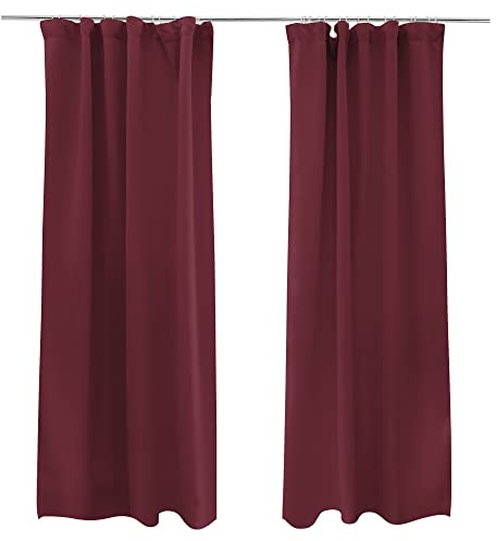 Victoria M. Aurora Verdunkelungsvorhang Blickdicht Thermovorhang mit Kräuselband, für Gardinenstangen und -schienen 140 x 245cm, Bordeaux, 2er Pack