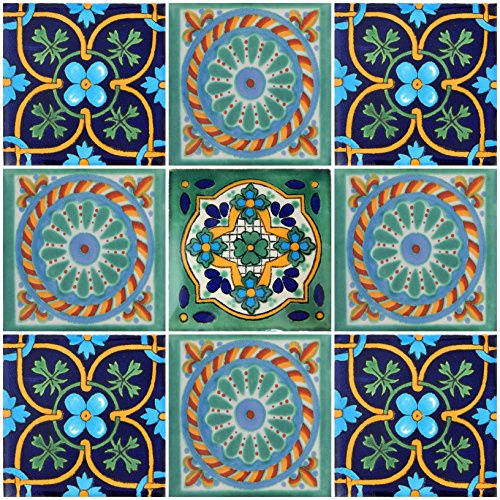 Color y Tradicion Mexikanische Fliesen, 10,2 x 10,2 cm, handbemalt, Talavera F-30