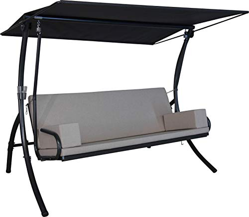 Angerer Freizeitmöbel GmbH Hollywoodschaukel Elegance Tolar - Gartenschaukel Made in Germany - Schaukel zum Sitzen, Liegen und Entspannen - inklusive Bett-Funktion - einfache Montage (Beige)