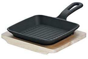 Schulte-Ufer Rustika Mini poêle à Griller avec Planche de Service en Fonte 13x13cm