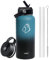 BUZIO Insulated Water Bottle with Straw, 1L Stainless Steel Water Bottle with Straw Lid and Flex Cap Cold for 48 Hrs, Hot for 24 Hrs Double Wall Wide Mouth BPA Free Leak Proof, Indigo Crush