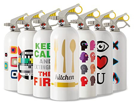 EXTINGUA Estintore Casa Omologato ABF 1 kg Estintore Schiuma Presa Antipanico Regalo Uomo Donna per Uso Domestico, Cucina, Auto, Barca, Mini Estintore per Interni, 1 pz