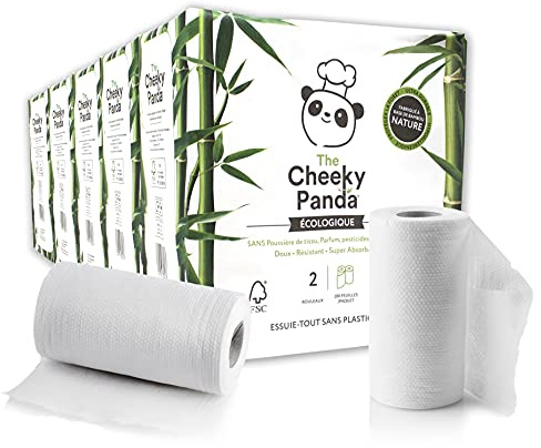 The Cheeky Panda - Bamboo Kitchen Towel | 5 Packs Bulk Box (10 Rolls Total) | 2 Thicknesses, Biodegradable, Multipurpose, Plastic-Free, Ecological, Absorbent, Durable and Environmentally Friendly