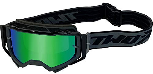 TWO-X Cross-Brille - Motocross Mit Verspiegeltem Grünen Glas - Kratzfeste Schutz-Brille für Enduro & Downhill - Atom - Outbreak-Grau