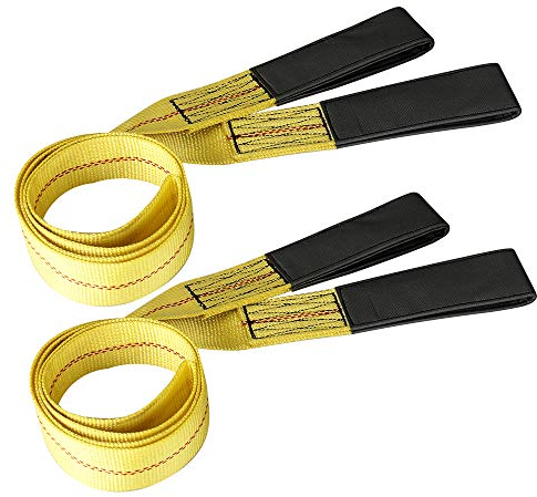 Pindex 2Pcs Webbing Lifting Sling Strap: 1.8M Heavy Duty Polyester Cargo Tow Sling Strap Strop, Max Breaking Strength 9000lbs