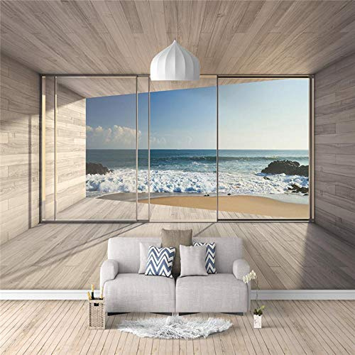 Fotomurales Paisaje de ventana 200x140 Decoración de Pared decorativos Murales moderna de Papel Pintado Sala Living Oficina Dormitorio