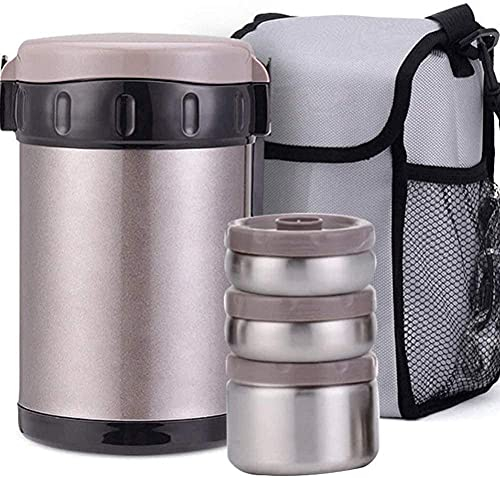 H&RB Food Thermoskanne Tragbare Edelstahl Lebensmittel Suppenbehälter Isolierflaschen Thermobecher, Thermobehälter Edelstahl Isolierbehälter | auslaufsicherer Speisebehälter Essen,Braun