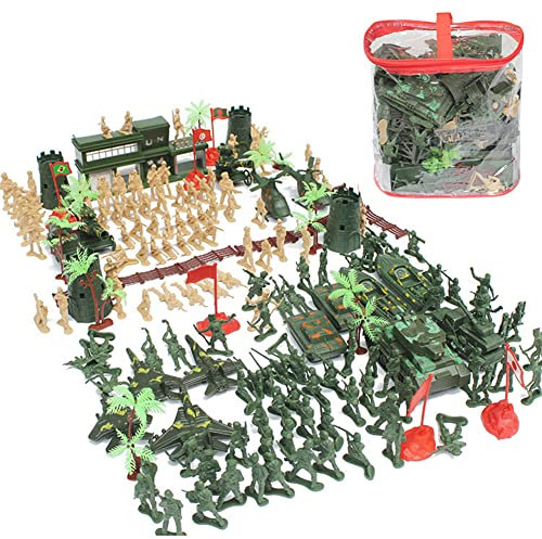 ikasus 188 Teiliges Militärfiguren - Soldaten Spielset - Soldat Militärische Spielzeug Figuren Set, Deluxe Militärspielset mit Soldaten, Flugzeugen, Hubschraubern, Panzern, Flaggen und Zubehör 5cm