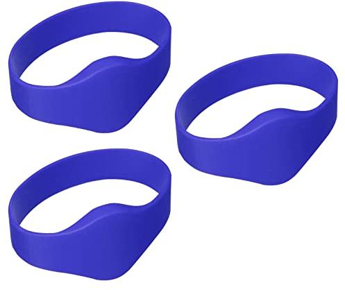 sourcing map RFID Wristbands Silicone Proximity Bracelet 13.56MHz Read Only Waterproof Wide Ring Type for Door Entry Access Control, Blue 3 Pack