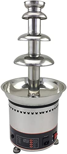 4 Tiers Digital Screen Chocolate Fondue Fountain Pot Adjustable Temperature 304 Stainless Steel Commercial Electric Melting Machine 6.6 Lbs Capacity (Silver)
