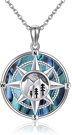JERWLI Kompass Halskette Sterling Silber Kompass Anhänger Schmuck Geschenke für Frauen