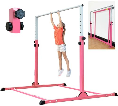 MARFULA Gymnastic Bar for Kids Gymnastic Kip Bar Horizontal Bar Pink Bar Gymnastic Training Equipment for Kids 3-15 Years Home and Club Use