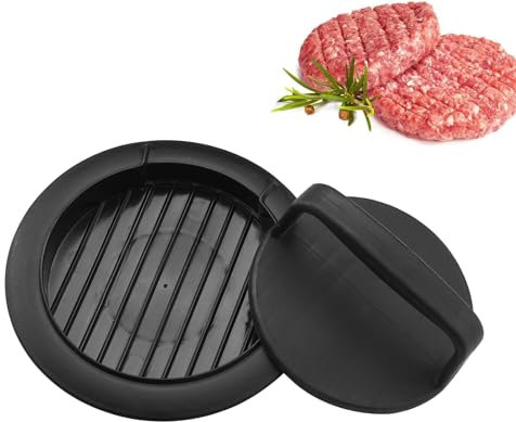 HiempTru Burger Press Patty Maker, Round Non-Stick Stuffed Hamburger Press Accessories Smashed Hamburger Press Patty Burger Meat Sausage Beef Maker Mold Kitchen Gadgets for Grilling (1 Pack, Black)