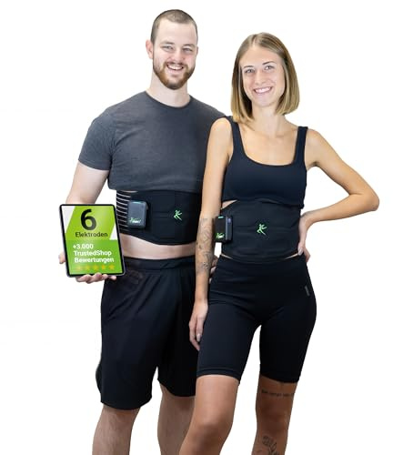 eaglefit Premium EMS-Belt 2.0 Cintura Addominale con 6 Elettrodi – Stimolazione e Sviluppo Muscolare per Addome e Schiena – Allenamento Fitness, Tonificazione, Combustione Grassi, con App Powerbox