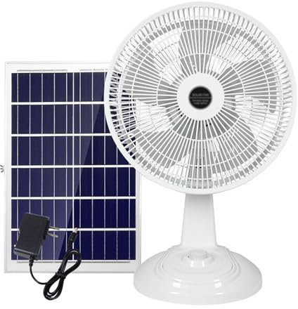 Ventilatore Solare Ricaricabile da Esterno 3 Velocità Ventilatore da Tavolo da Campeggio Ventilatore da Tavolo ad Alta Potenza di , Ventilatore Silenzioso da Interno Ed Esterno con Pannello Solare Fot