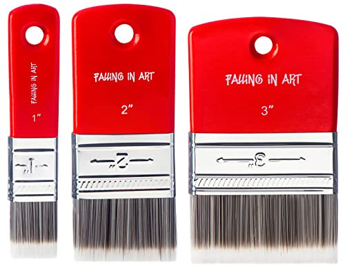 COOZEE 3 Stück Flach Paddel Pinsel Set, Holzgriff Maßstab Borsten Pinsel für Öl- und Acrylfarben (2.5cm, 5cm, 7.5cm) ASIN B