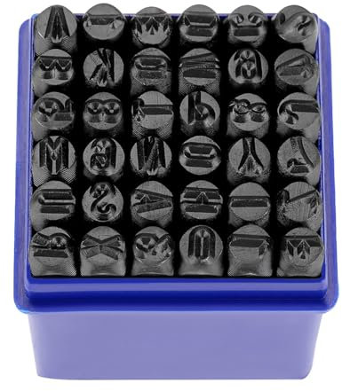 36-teiliges Zahlen Buchstaben Stempel Set | Nummernstempel für Metall Holz Leder Kunststoff | Inklusive Hammer Tragekoffer