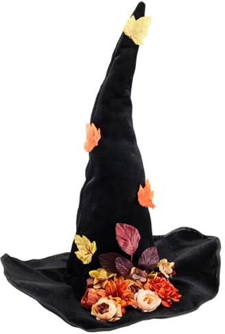 Uqezagpa Hexenhut aus Cord für Erwachsene, Zaubererhut, Halloween, Party, Kopfbedeckung, Glockenhut, Urlaub, Kopfbedeckung, Rollenspiel, Zaubererhut