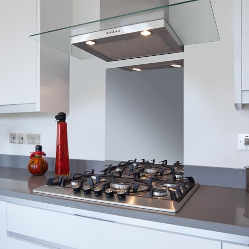 Premium 60cm x 75cm Dark Grey Mirror Glass Kitchen Splashback | 6mm Heat Resistant Toughened Glass with Polished Edges | Elegant Back Splash for Hobs | Coloured Painted Tempered Glass