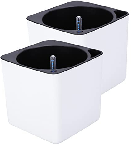 KONTONTY 4stücke Selbstbewässernder Blumentopf Aus Kunststoff Doppellagig Quadratisch Pflanzkasten Mit Großem Wasserspeicher Schwimmendes Nilometer Zur Wasserbeobachtung