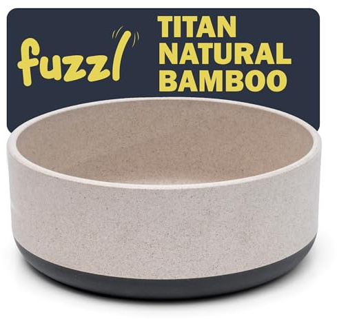 Fuzzl Titan Futternapf aus Bambus und Gummi, 22 cm, mit Ultra-Grip-Boden, grau, umweltfreundlich, antibakteriell, langlebig