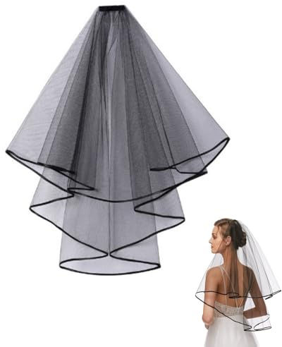 KGDUYC 1pcs Brautschleier, Double Layer Satin Gebunden Schleier, Bachelorette Schleier mit Kamm, Kleid Accessoires Schleier für Bräute Hochzeit Hen Night Veils, Vintage-schleier 80 cm