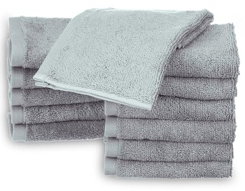 Sweet Needle Waschlappen,12 Stück, 30x 30cm | Weiche,hochsaugfähige Materialien,leicht,langlebig. Ideal für den täglichen Gebrauch,Gesichtsreinigung,Babypflege,Fitnessstudio und Spa, Silber